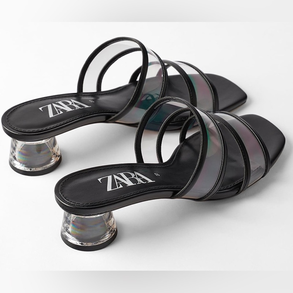 Zara 37 6.5 PVC and Black trim sandals